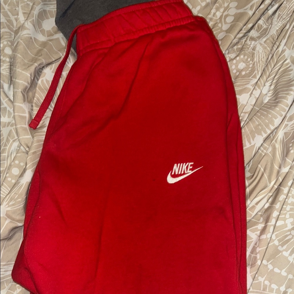 Nike Red Joggers with White Accents